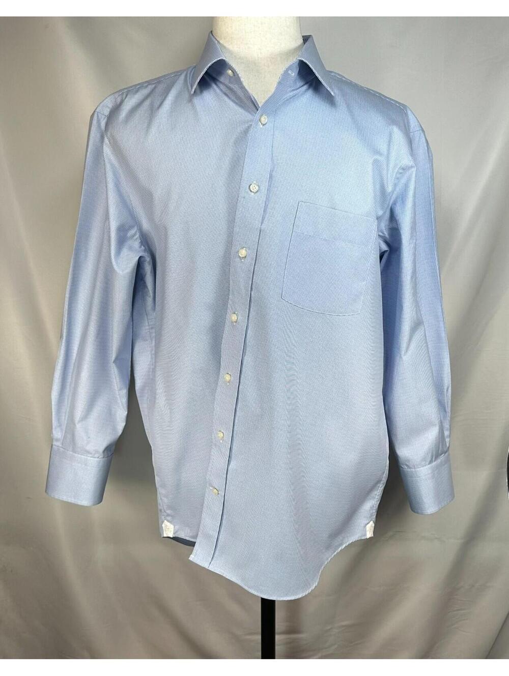 Emanuel Berg Cotton Tailored Checked Button Up Blue Mens XL